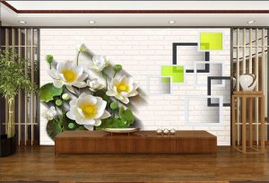 Tranh dán tường Hoa 3D Phòng khách  BE066