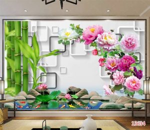 Tranh dán tường Hoa 3D Phòng khách  BE050