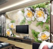 Tranh dán tường hoa 3D Phòng khách BE164