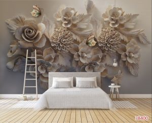 Tranh dán tường Hoa 3D Phòng ngủ đẹp BE130